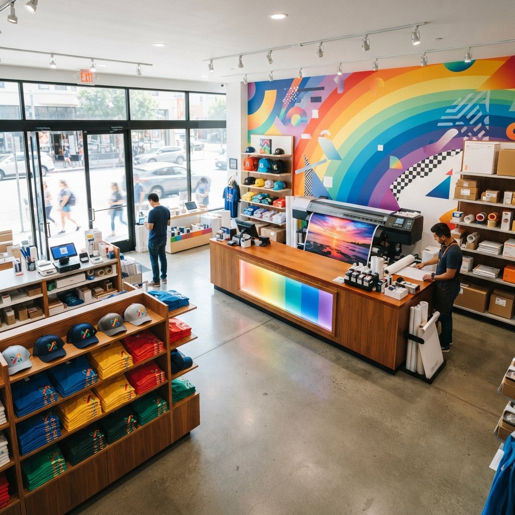 print store interior with logo 202608050142